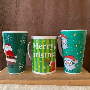 Lot of 3 large Santa Mugs